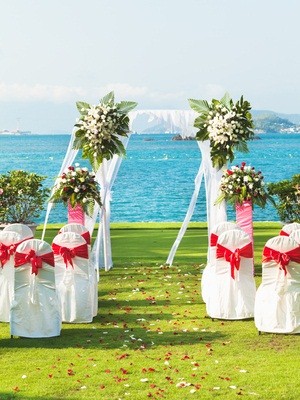 wedding arch by the water