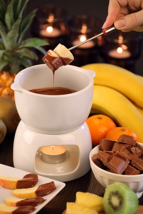 chocolate fondue and fruit