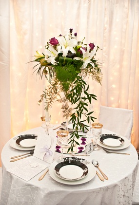 flowers on a reception table