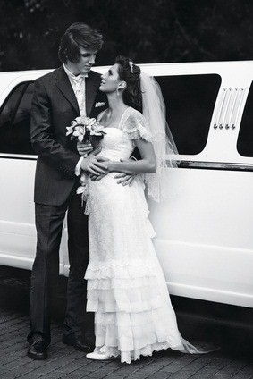 newlyweds by limo