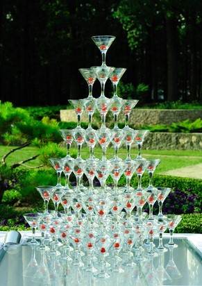 stacked cocktail glasses
