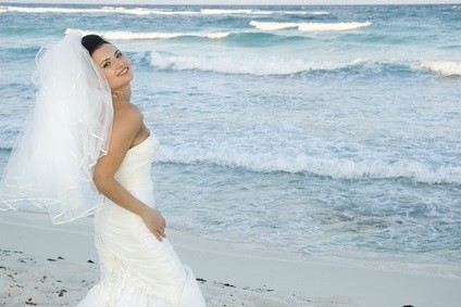bride in sea