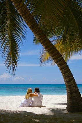 honeymooners on beach