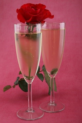 glasses of champagne and rose