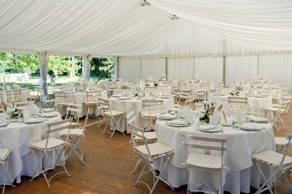 outdoor reception tables and chairs