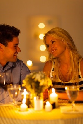 couple at candlelit dinner