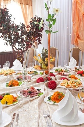 reception table with food