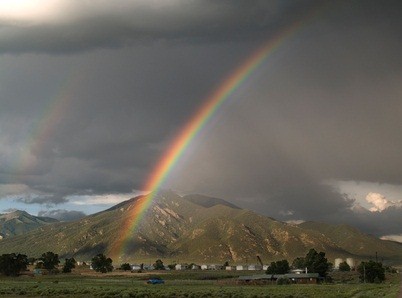 rainbow over a mountain